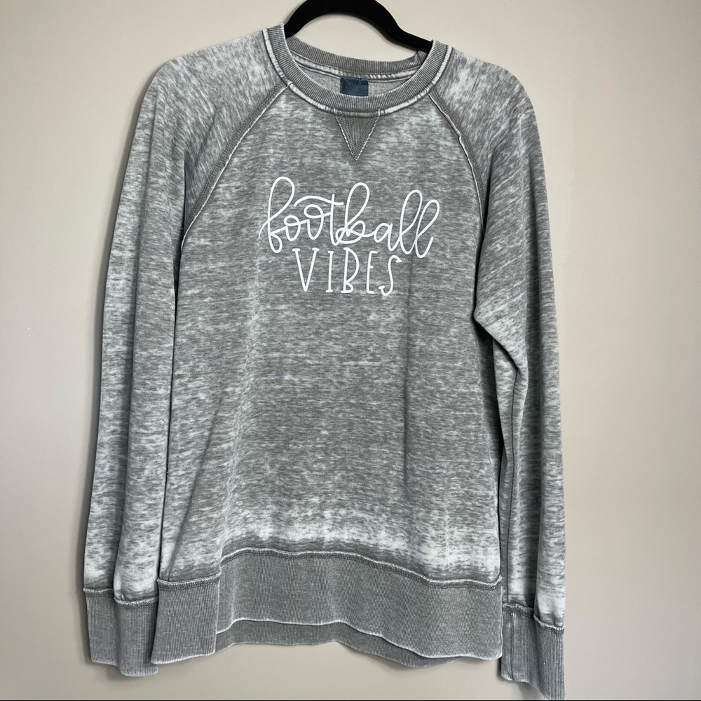 Gray Cozy Football Vibes Lightweight Burnout Sweatshirt Size Medium Fall